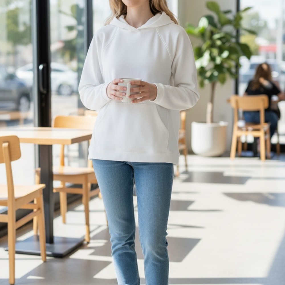 Athleta White Pullover Hooded Sweatshirt